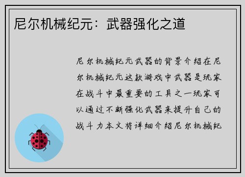 尼尔机械纪元：武器强化之道